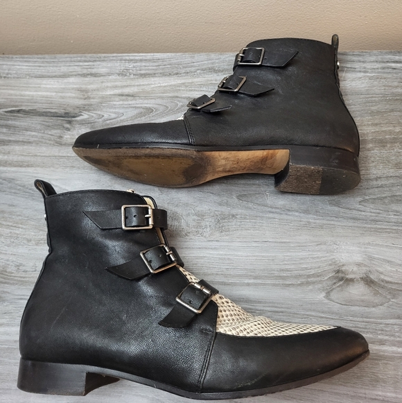 Jimmy Choo Marlin Black & Snake Embossed Leather Ankle Boots Size 40 - Picture 5 of 13